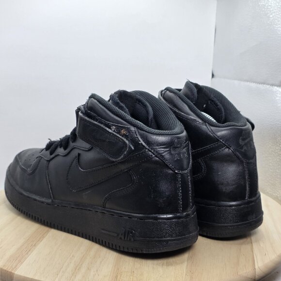 Mens Size 10 - Nike Air Force 1 Mid Triple Black Sneakers - Picture 7 of 9